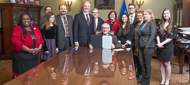Gov. Evers at the pediatric bill signing